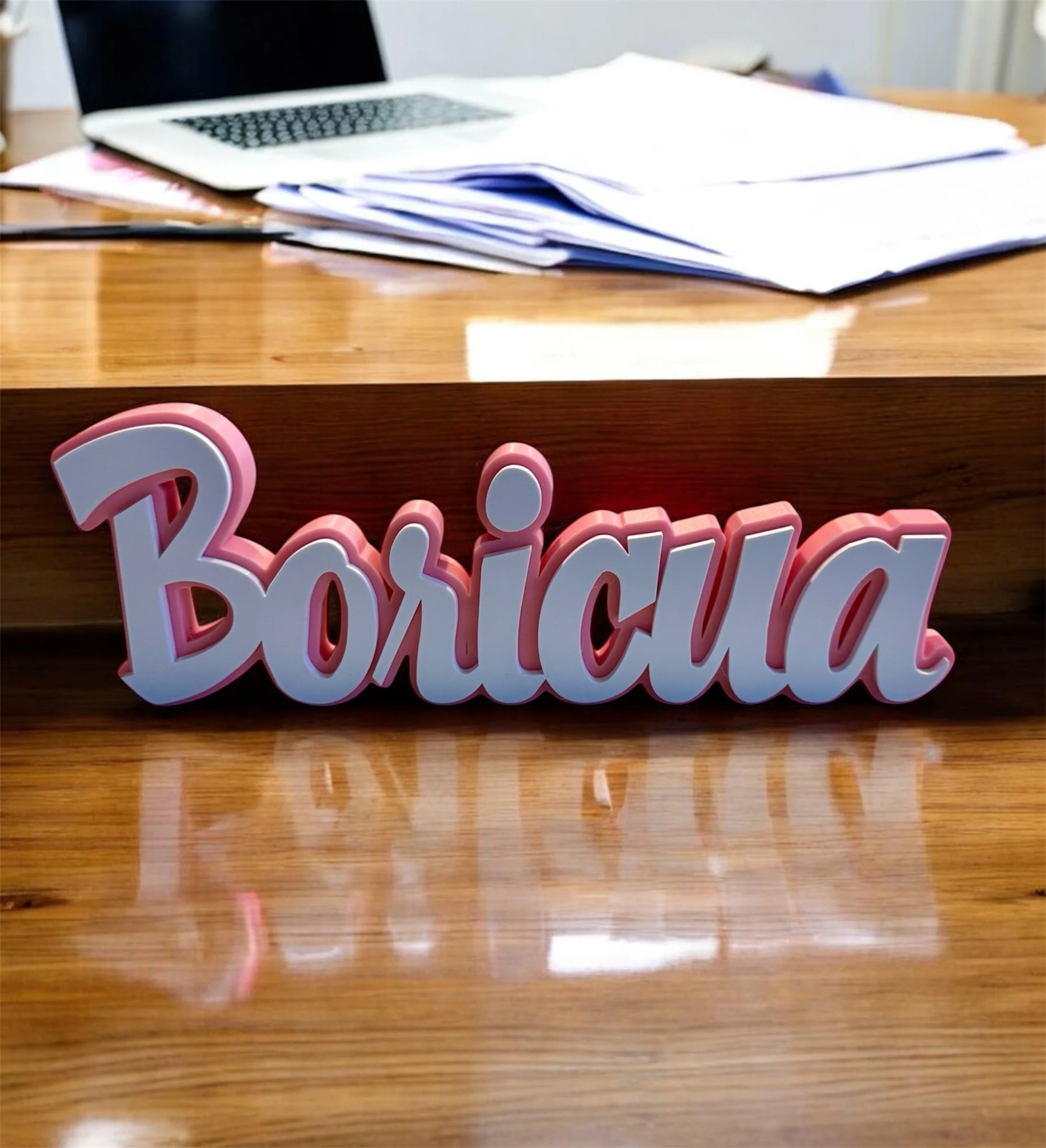 Boricua Desk Sign 🇵🇷 | Puerto Rican Pride Decor | 3D Printed Home & Office Display - Image 2