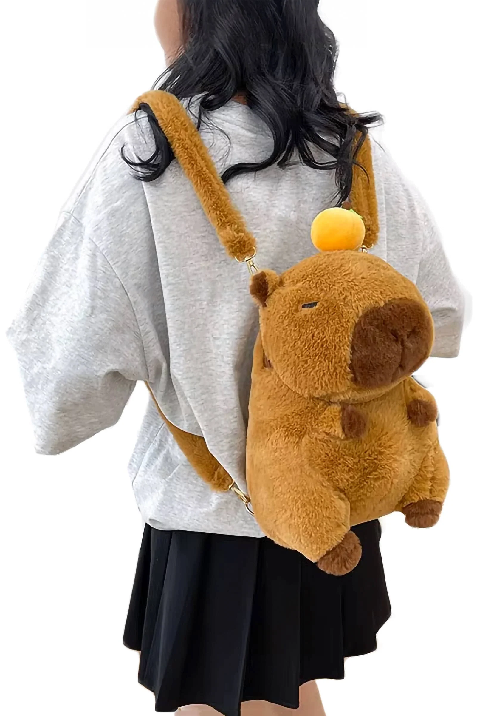 Capybara Fuzzy Faux Fur Backpack - Image 3