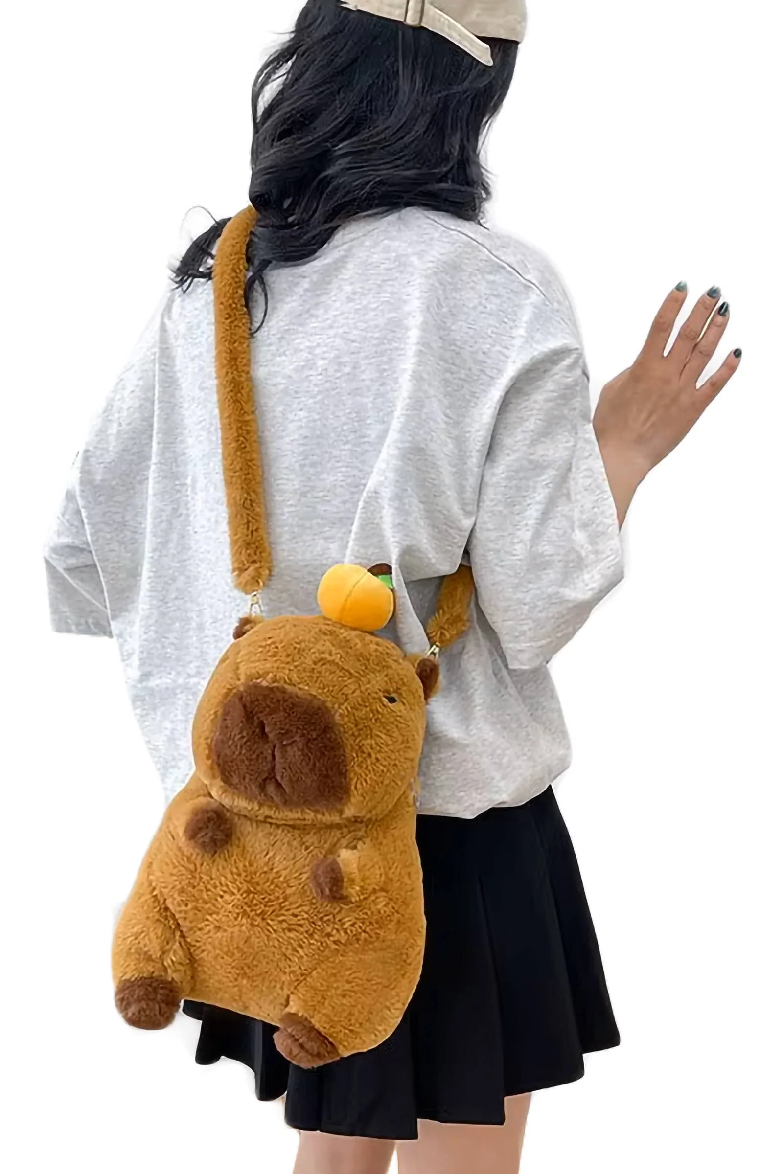 Capybara Fuzzy Faux Fur Backpack - Image 4