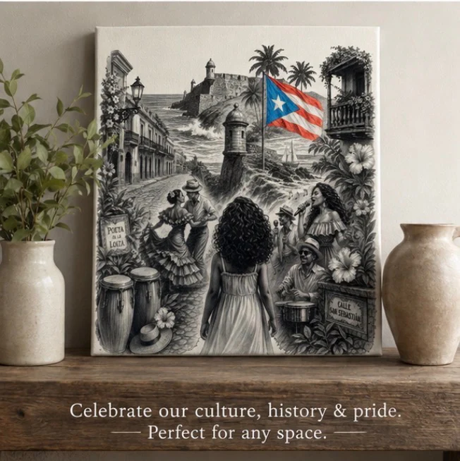 La Niña | Puerto Rico Canvas Wall Art | 8x10 Cotton Canvas Decor | Cultural Island Artwork - Image 3
