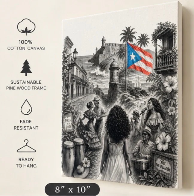 La Niña | Puerto Rico Canvas Wall Art | 8x10 Cotton Canvas Decor | Cultural Island Artwork - Image 4